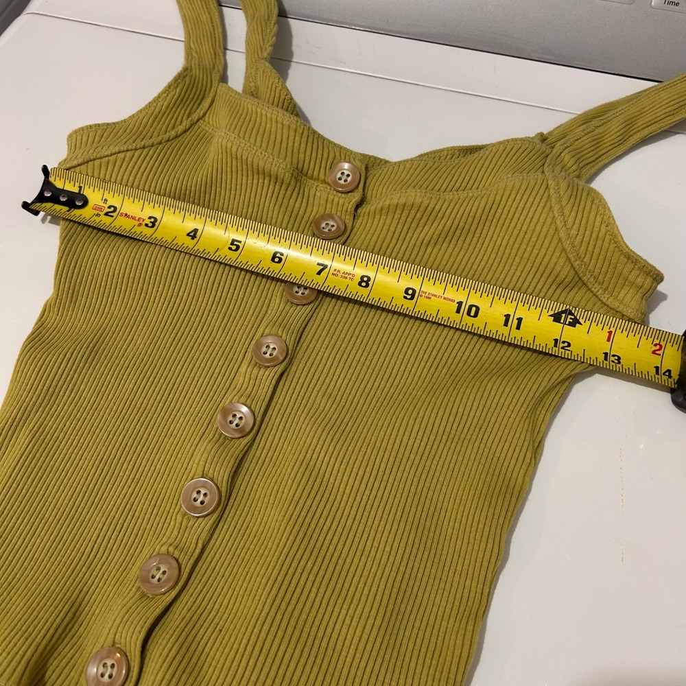 Free People Chartreuse Ribbed Button Tank - Picture 11 of 12